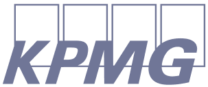 KPMG logo se čtyřmi čtverci a kurzívním textem
